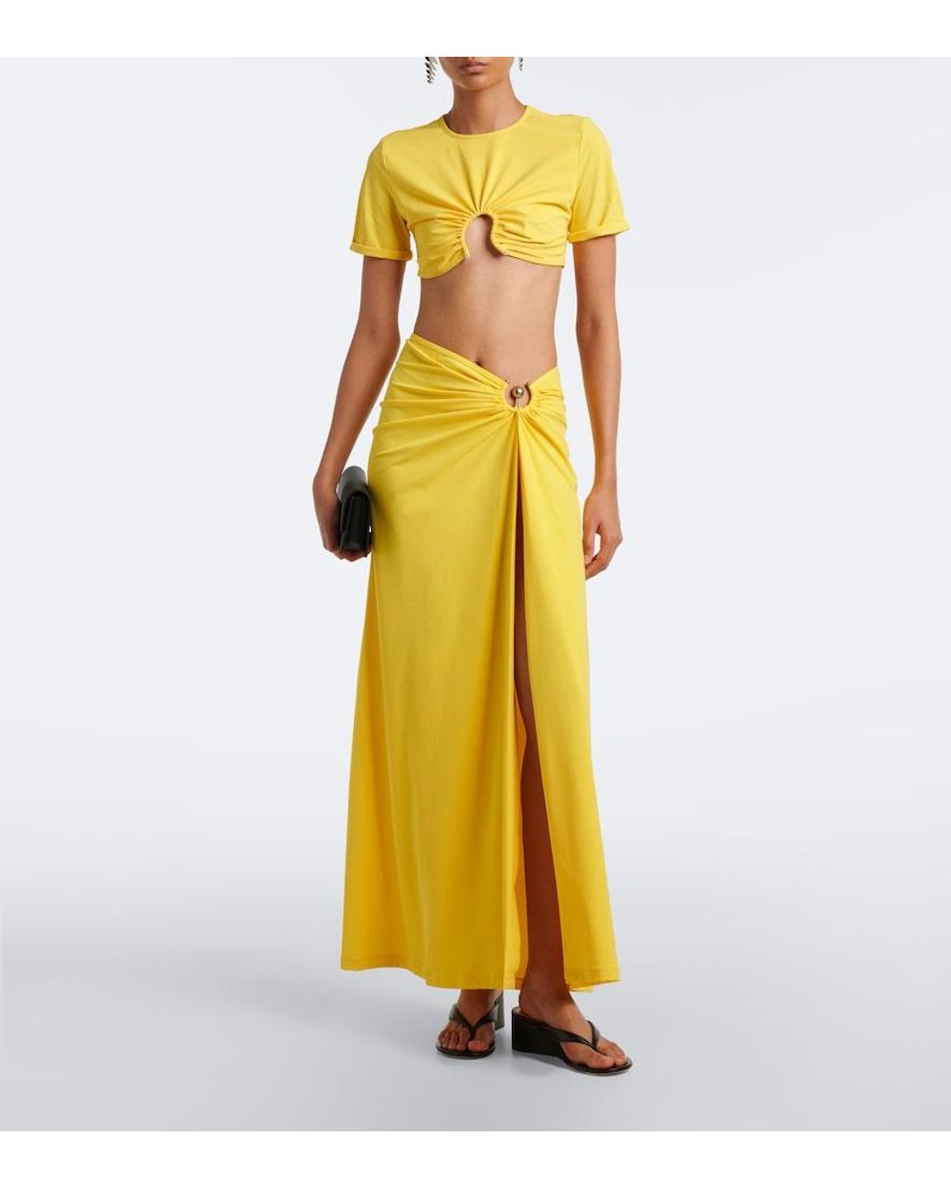 Christopher Esber Yellow Orbit Gathered Maxi Skirt