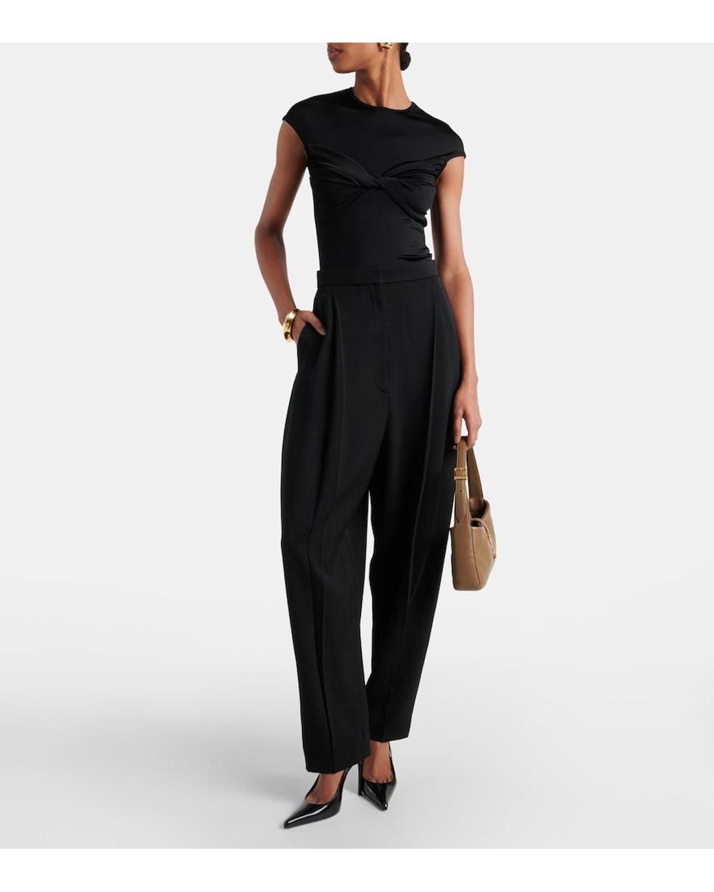TOVE Black Paola Twist-Detail Jersey Top
