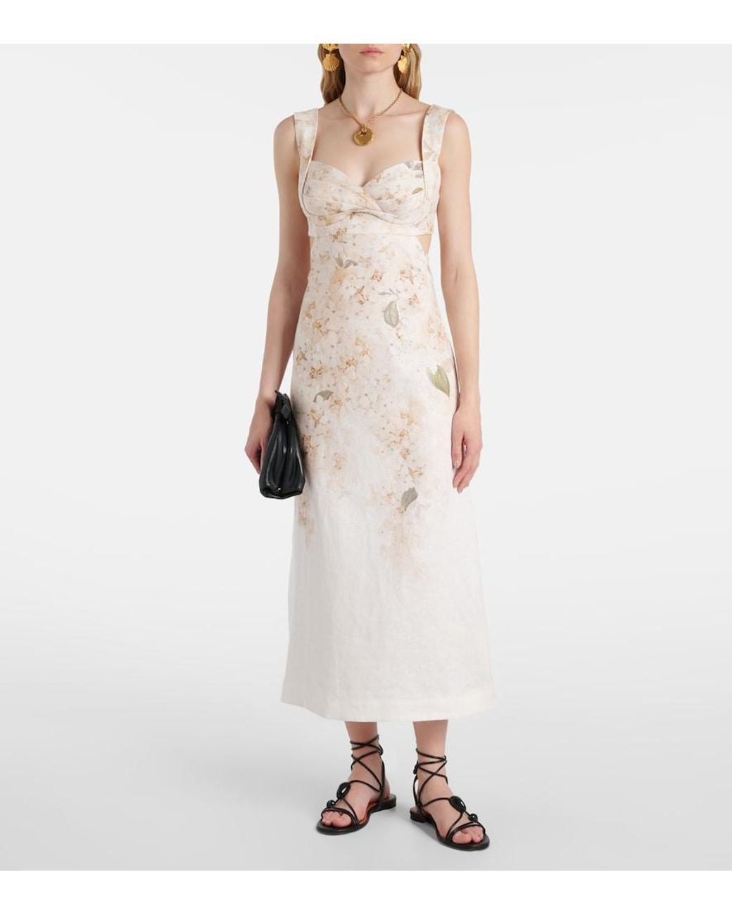 Zimmermann Natural Balance Floral Linen Midi Dress