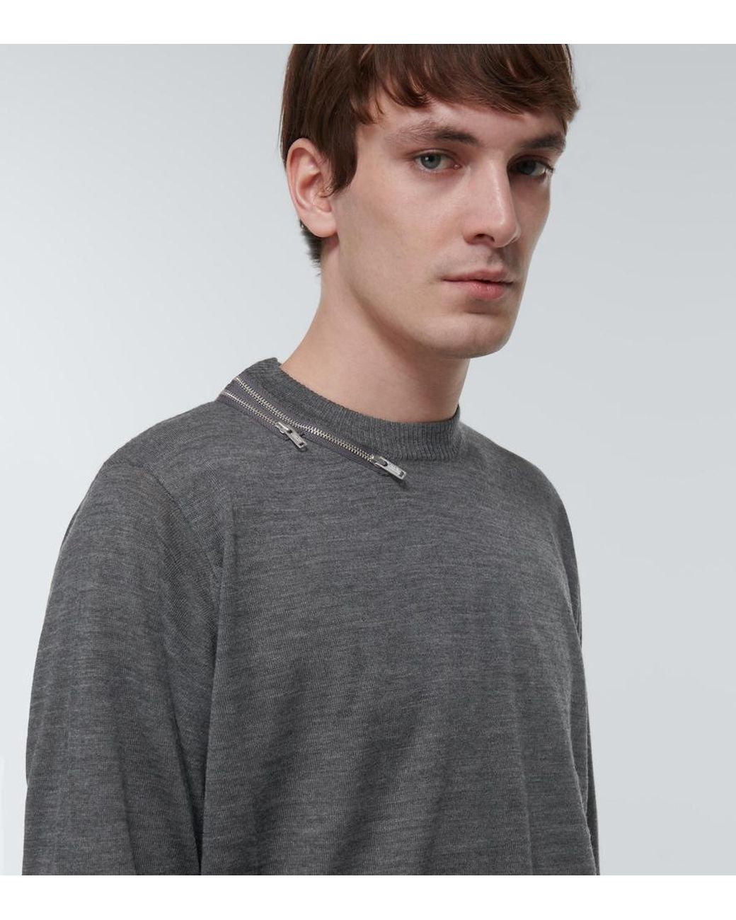 Undercover Gray Embellished Wool Sweater for men
