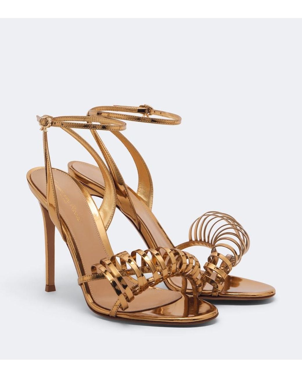Gianvito Rossi Metallic Mirrored Leather Sandals