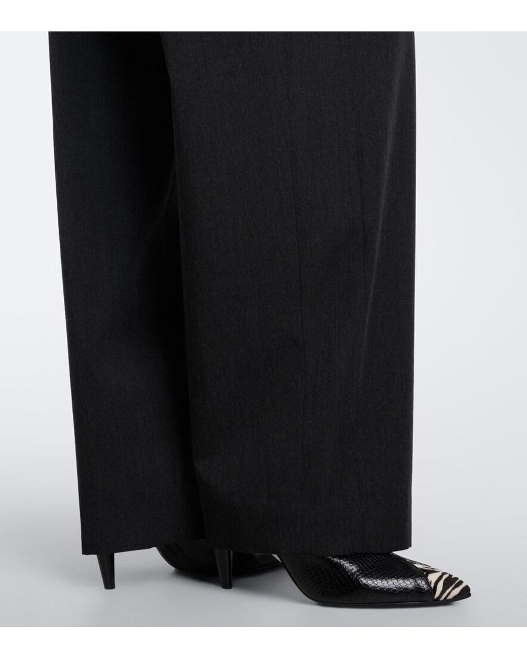 Isabel Marant Black Lyda Pleated Virgin Wool Wide-Leg Pants