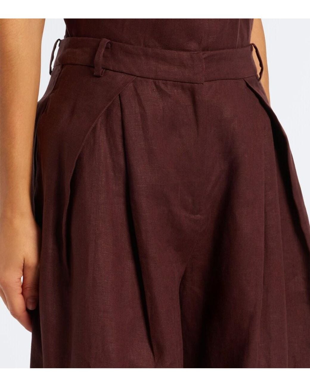Faithfull The Brand Purple Sofia Linen Wide-Leg Pants