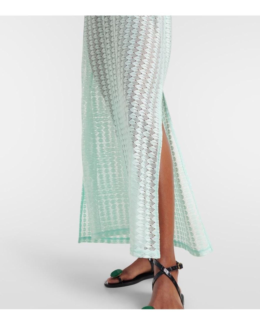 Melissa Odabash Blue Mila Semi-Sheer Halterneck Maxi Dress