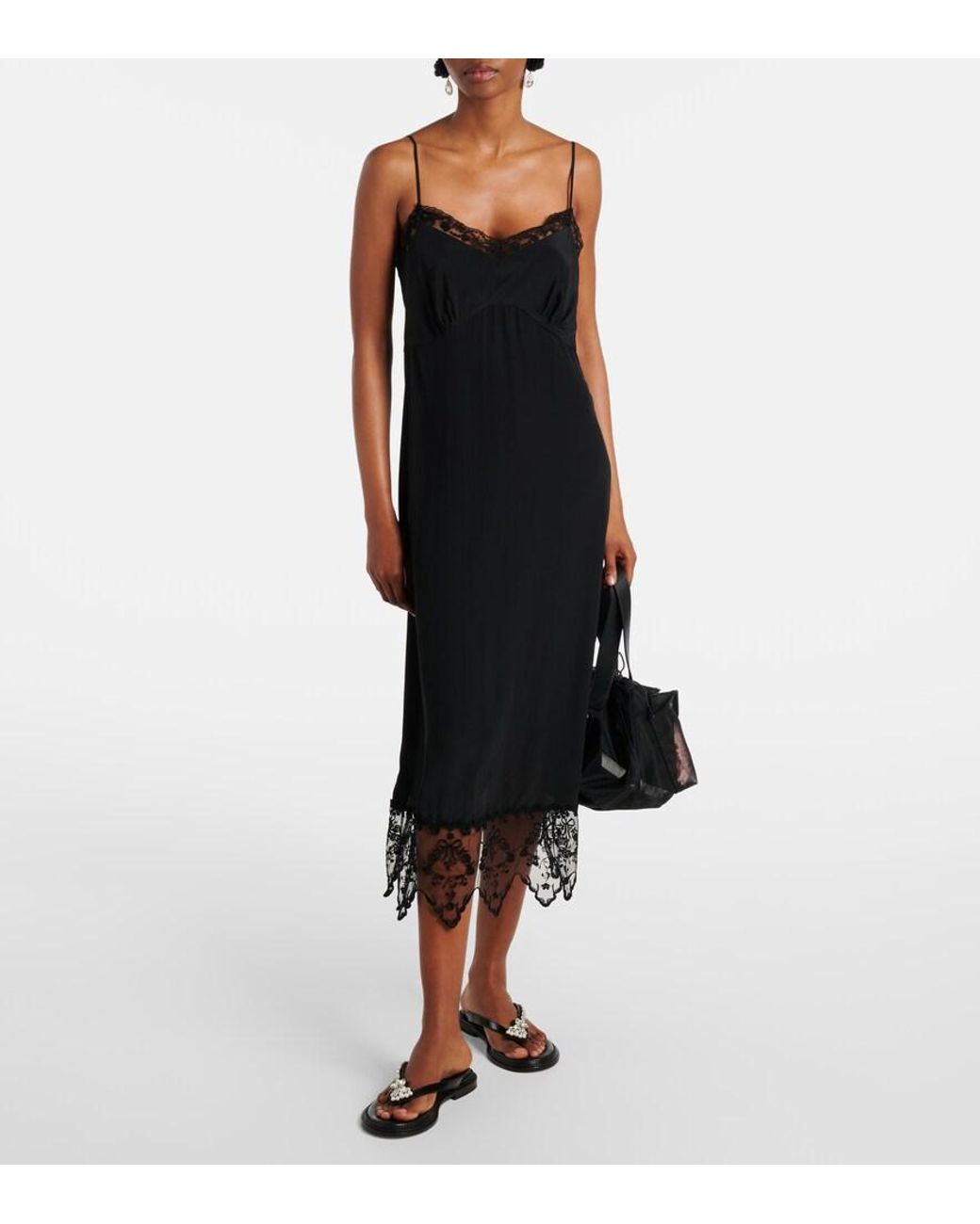 Simone Rocha Black Embellished Leather Thong Sandals