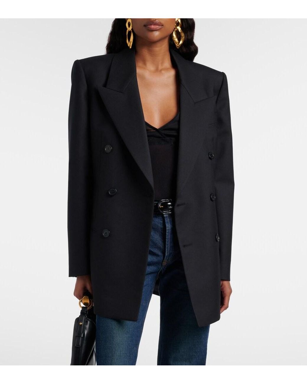 Saint Laurent Black Double-Breasted Wool Blazer