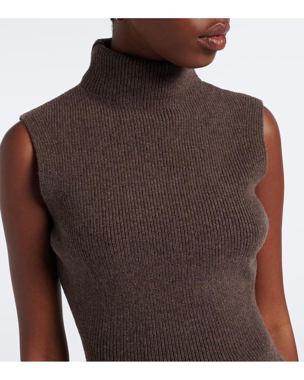 Rohe Brown Ribbed Wool And Cashmere Turtleneck Top