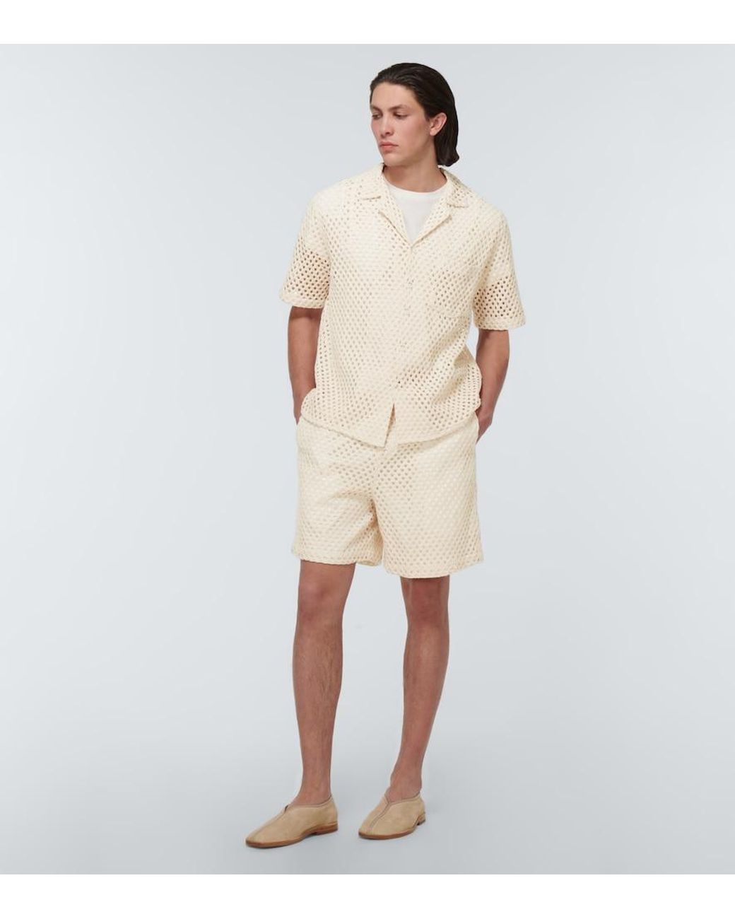 Commas Natural Cotton-Blend Shorts for men