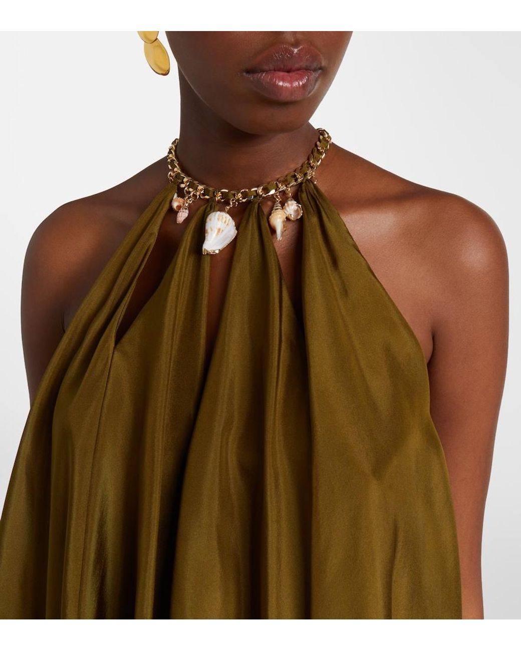 Zimmermann Brown Mahon Embellished Silk Top
