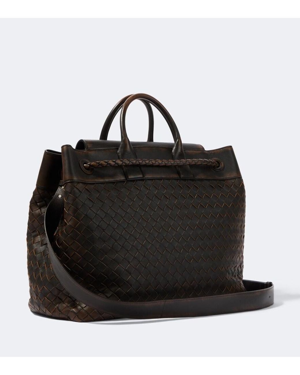 Bottega Veneta Black Andiamo Voyager Intrecciato Leather Tote Bag for men