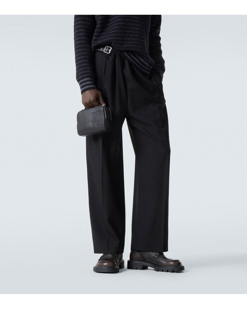 Loewe Black Patch Leather Camera Bag for men