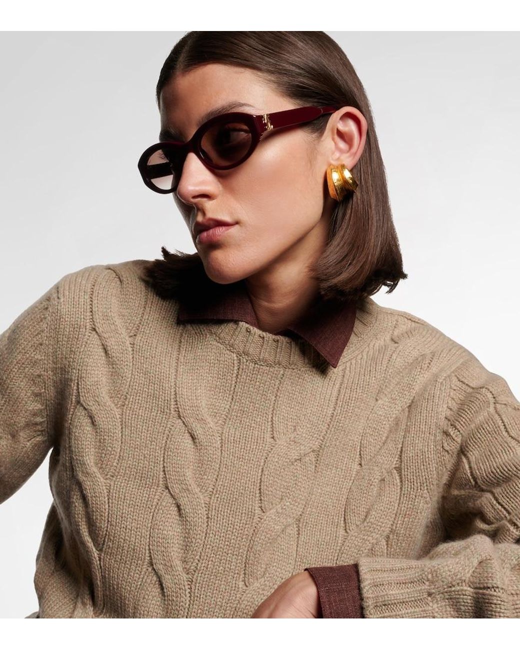 Cartier Brown Signature C Oval Sunglasses