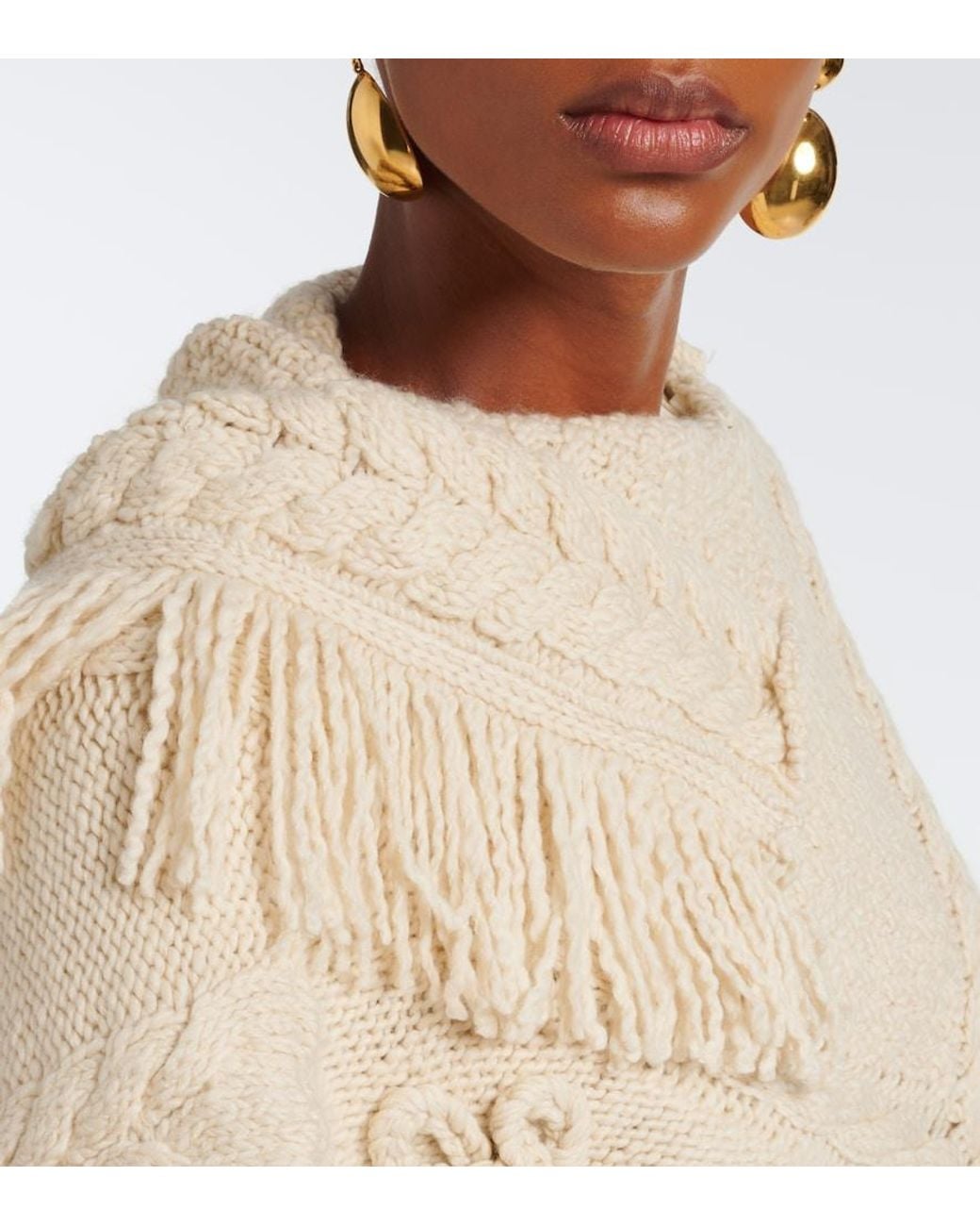 Isabel Marant Natural Kacie Cable-Knit Wool-Blend Poncho