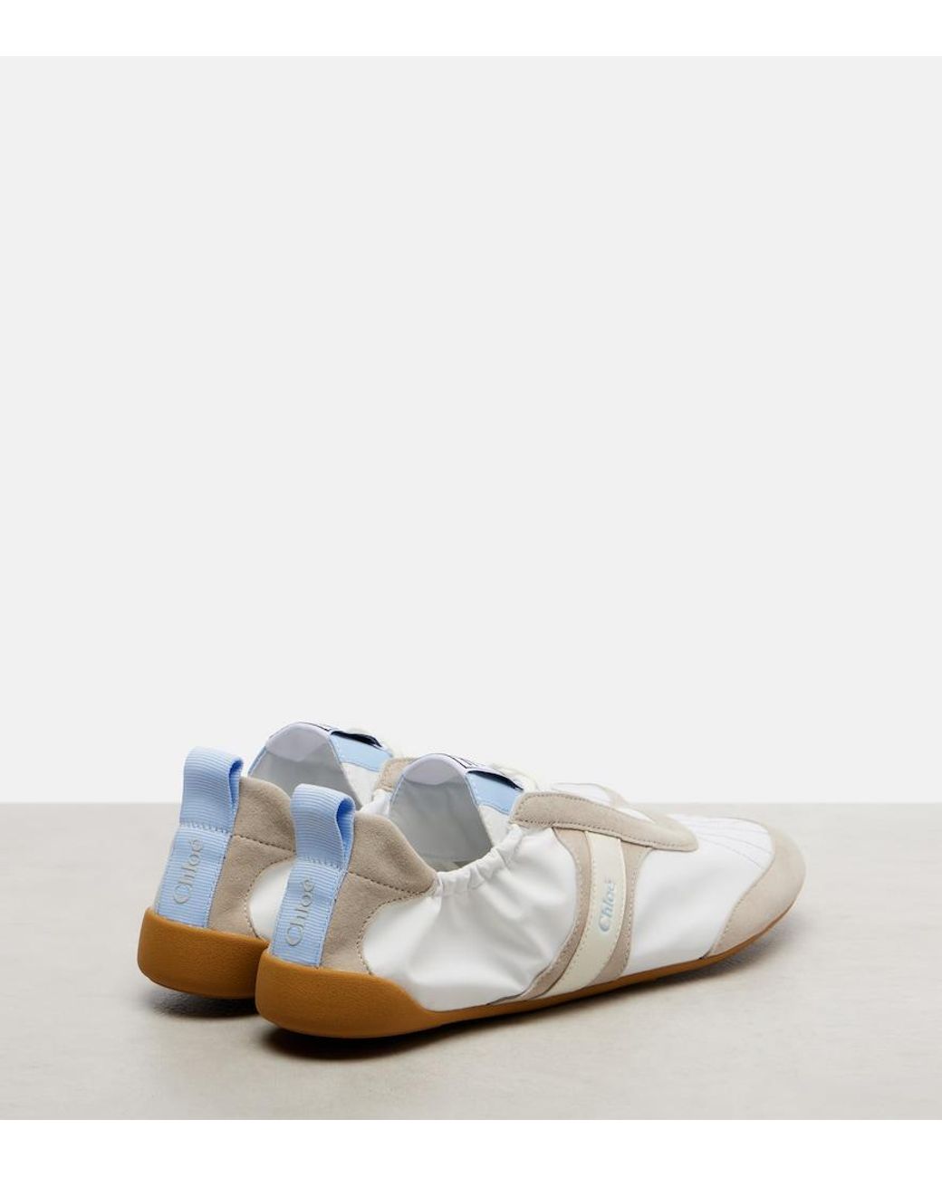 Chloé White Kick Suede-Trimmed Sneakers