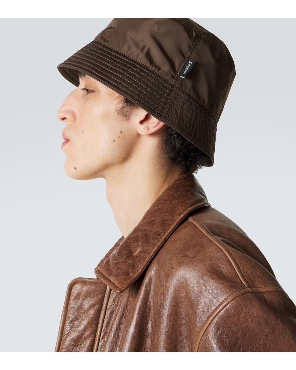 Saint Laurent Brown Logo Bucket Hat for men