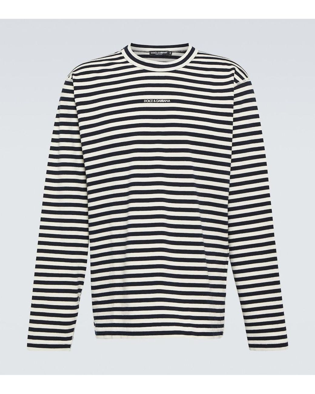 Dolce & Gabbana Blue Striped Cotton Jersey T-Shirt for men
