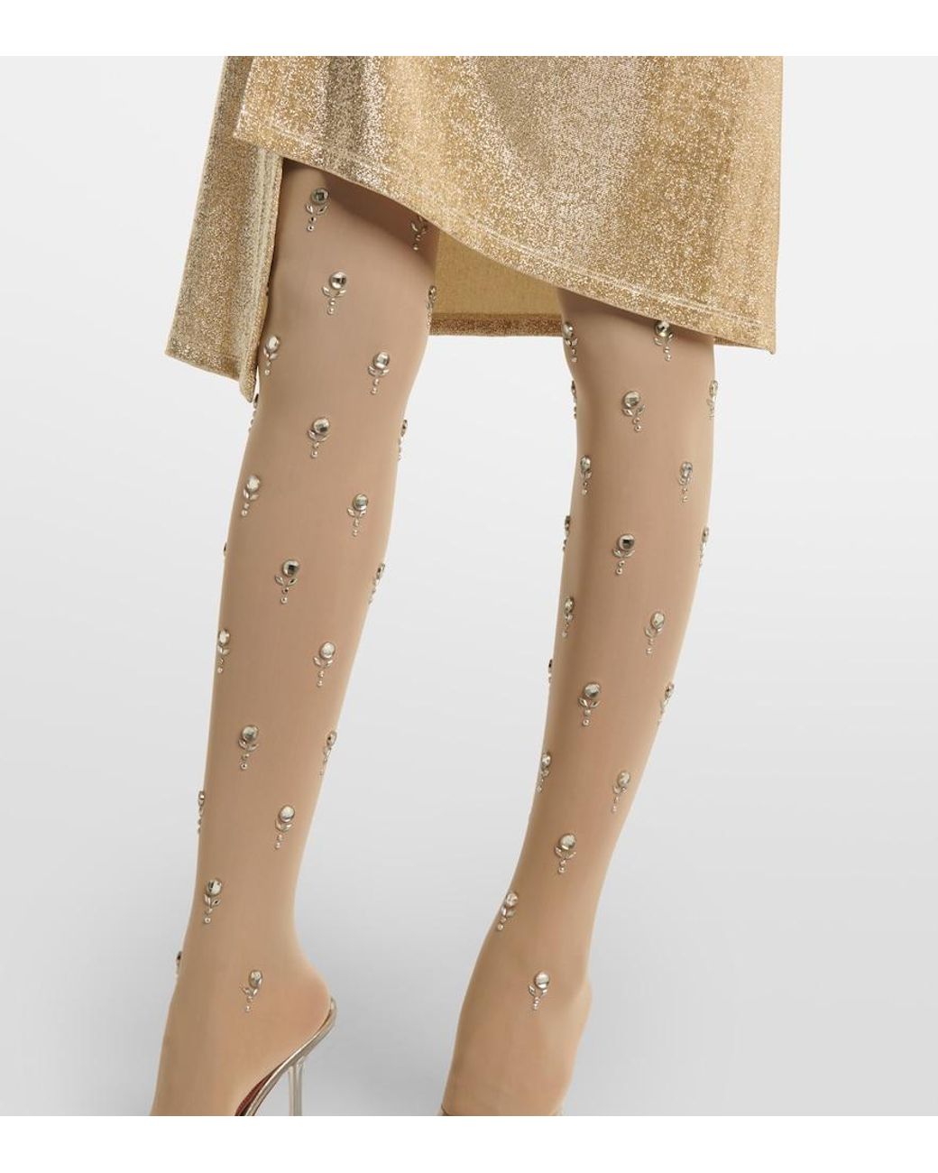 Rabanne Natural Embellished Tights
