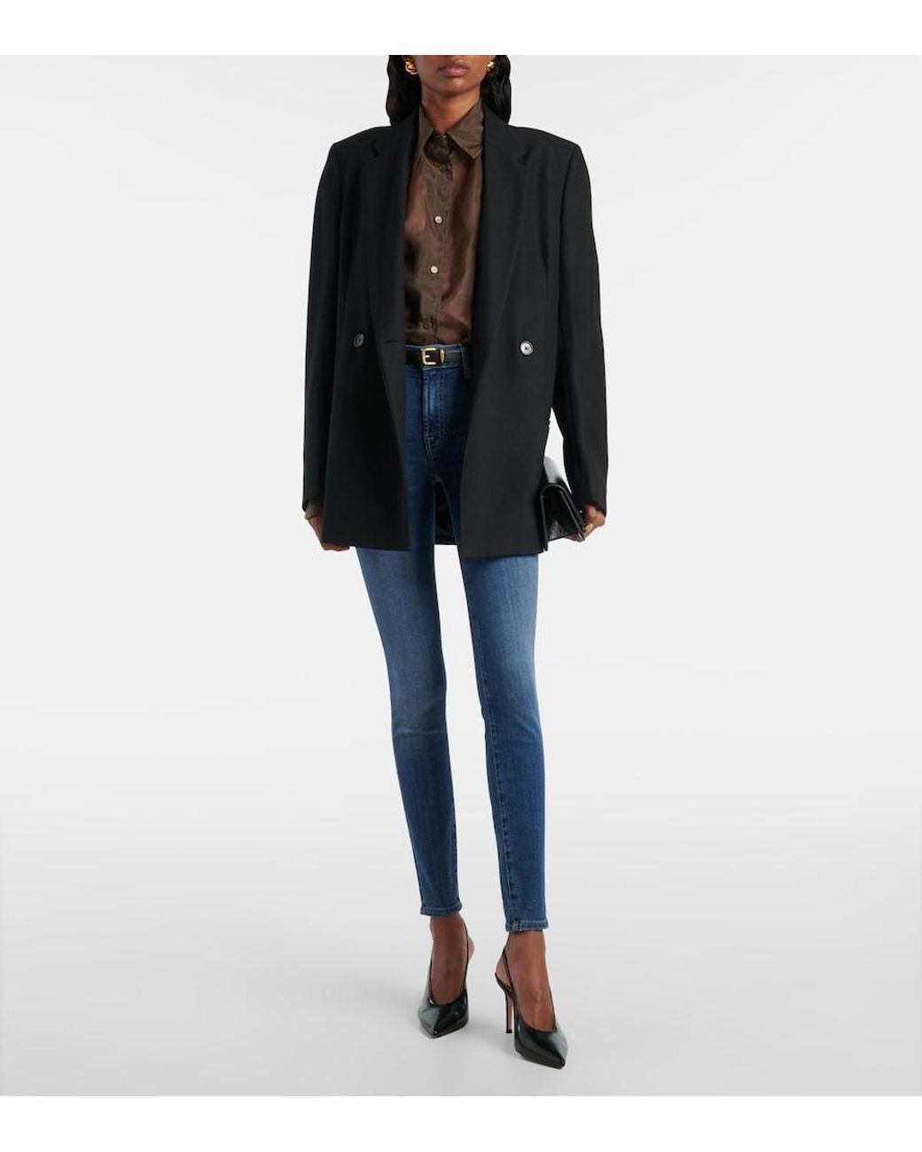 7 For All Mankind Blue Hw High-Waist Skinny Jeans