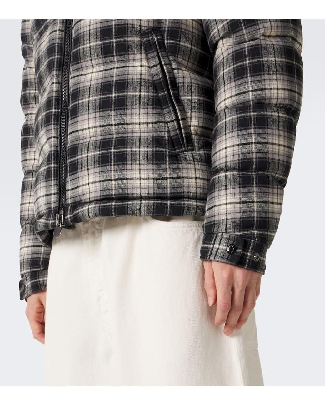 Moncler Black Airor Checked Cotton Flannel Down Jacket for men