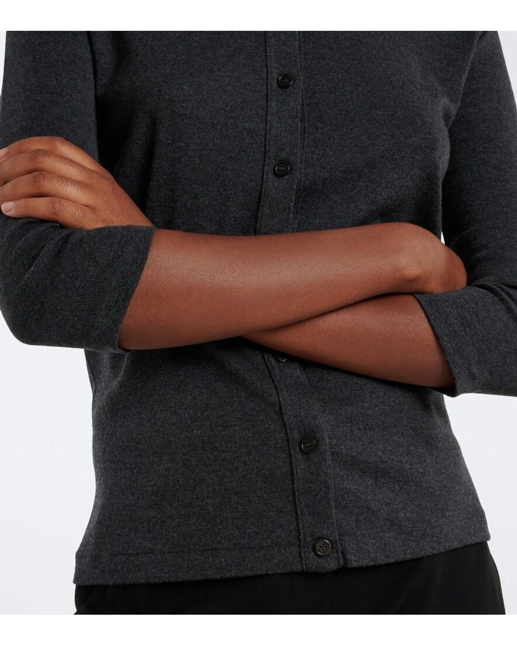 The Row Black Alena Cotton, Cashmere, And Silk Cardigan