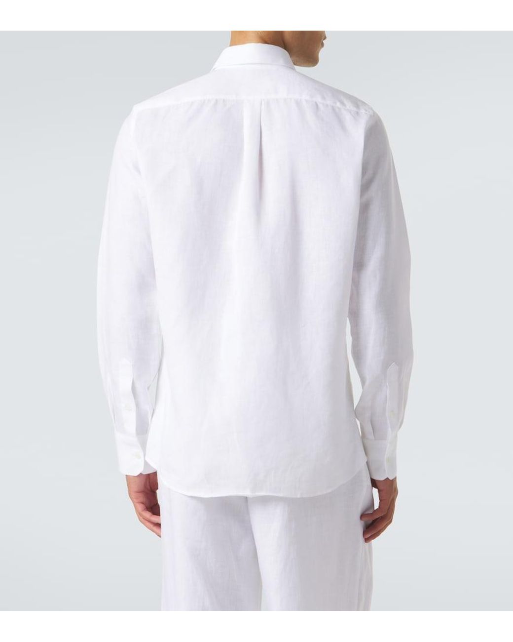 Dolce & Gabbana White Embroidered Linen Shirt for men