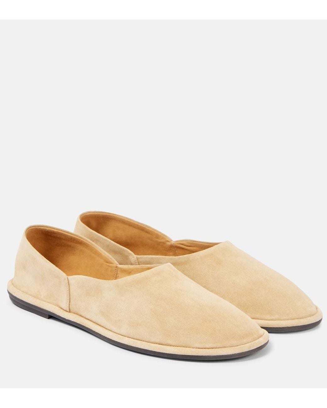 The Row Natural Canal Suede Slip-On Shoes