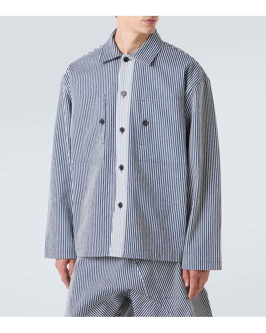 J.W. Anderson Blue Striped Cotton Overshirt for men