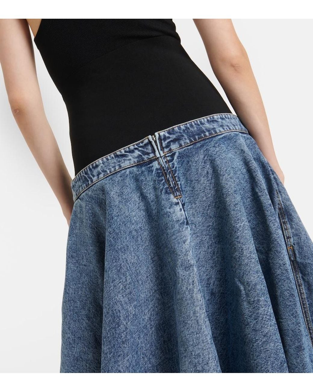 Alaïa Blue Denim Midi Skirt