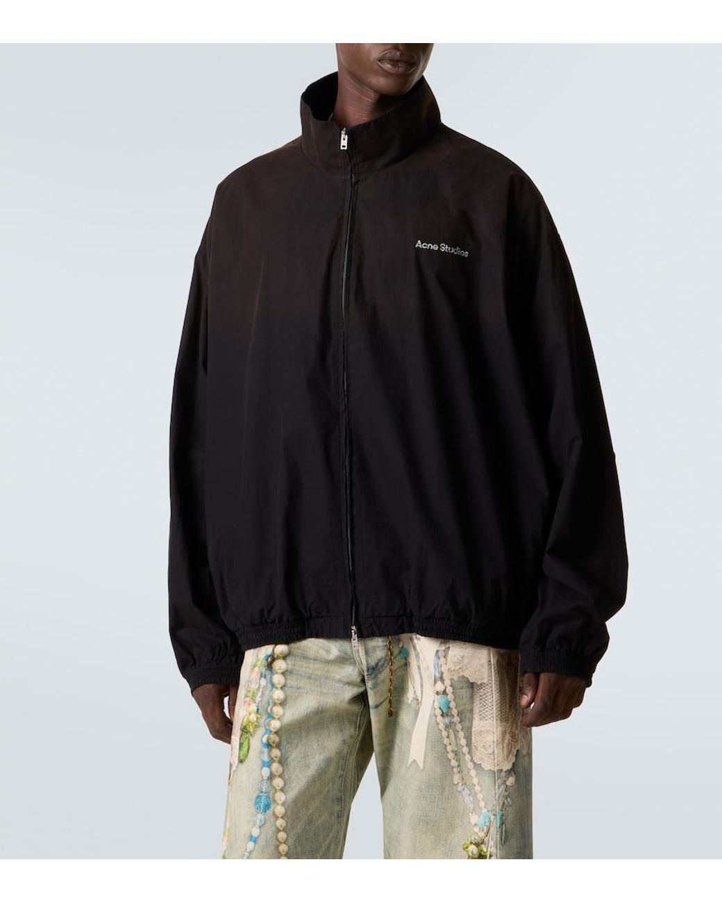 Acne Black Logo Cotton Poplin Jacket for men