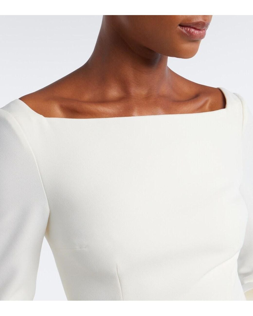 Safiyaa White Belisa Belted Ruffled Crepe Gown
