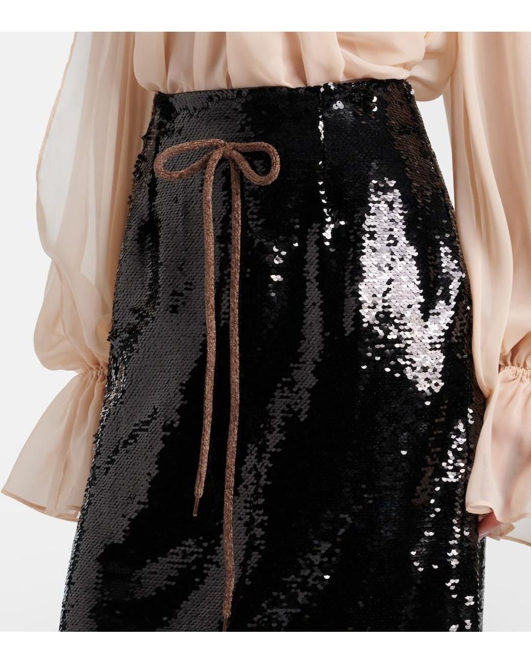 Simone Rocha Black Sequined Pencil Skirt