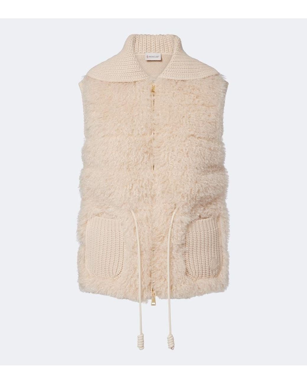 Moncler Natural Shearling And Cashmere Down Vest