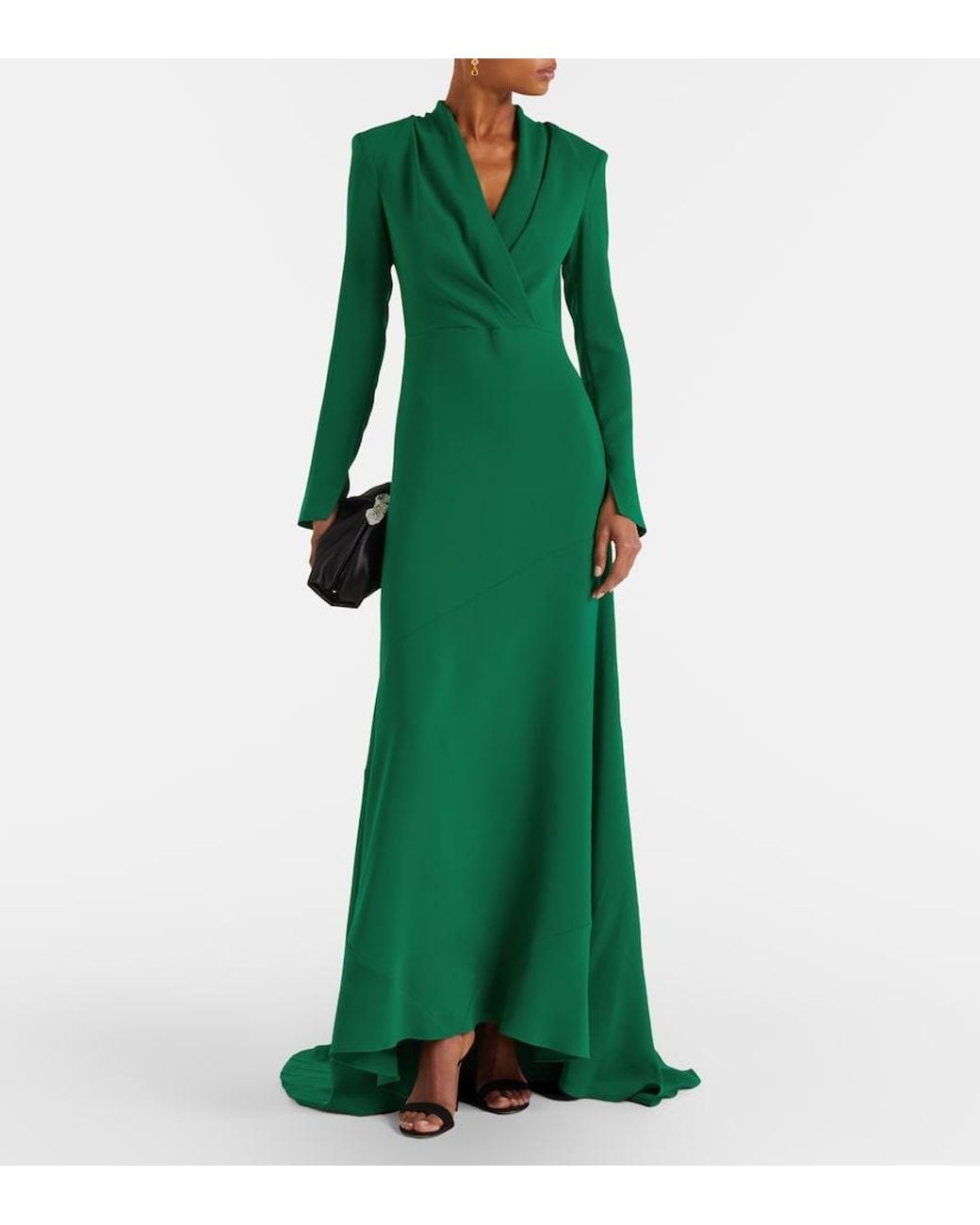 Oscar de la Renta Green Silk-Blend Gown