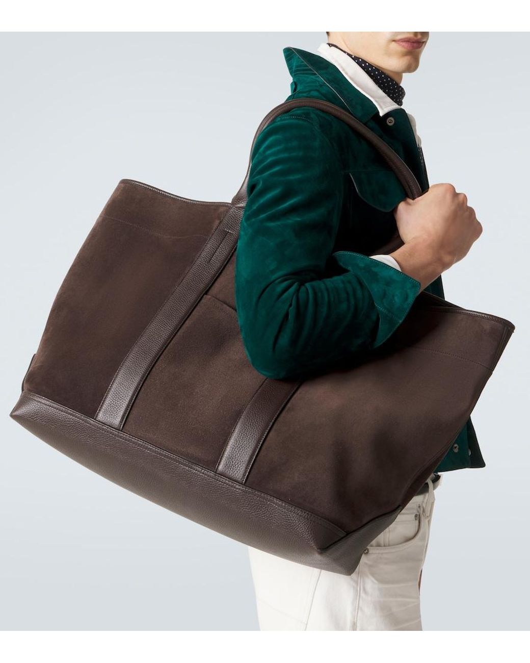 Tom Ford Black Leather-Trimmed Suede Tote Bag for men