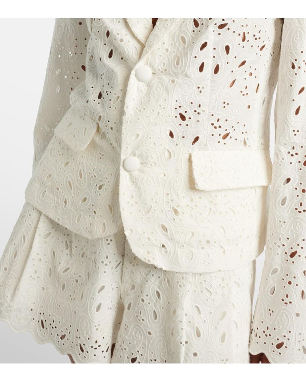 FRAME White Paisley Broderie Anglaise Cotton Blazer
