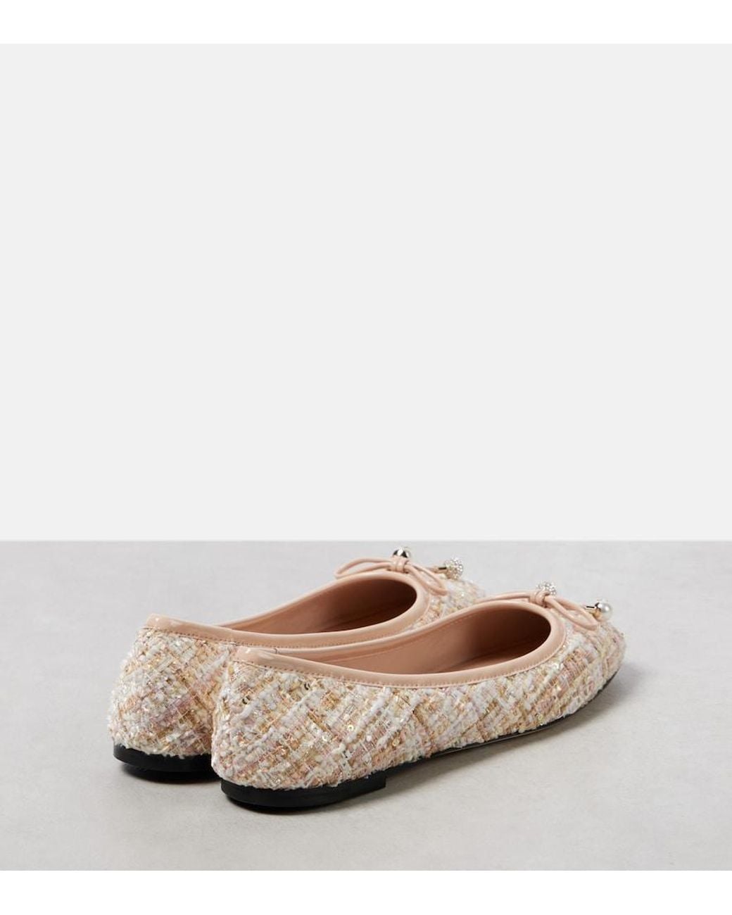 Jimmy Choo Pink Elme Tweed Ballet Flats