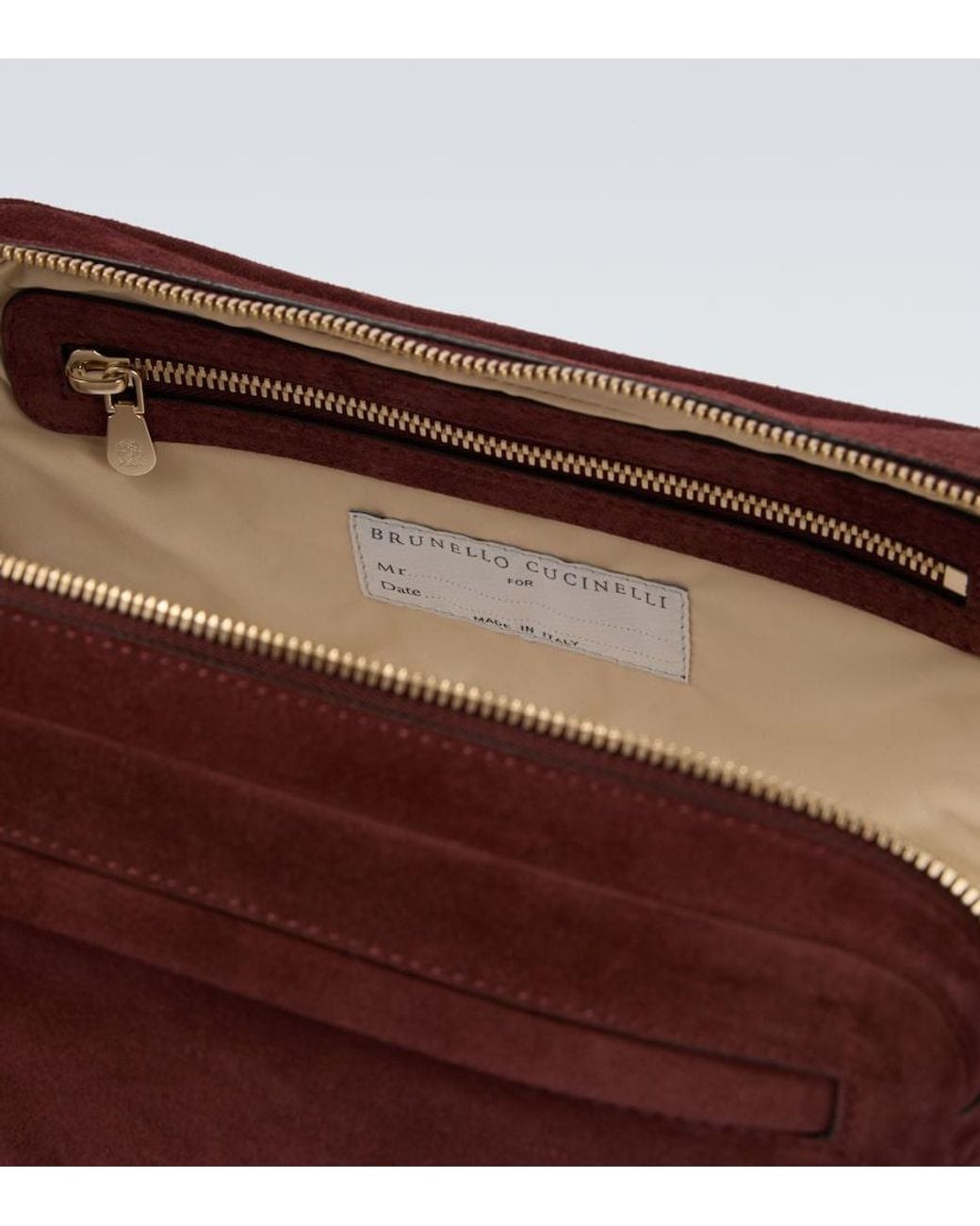 Brunello Cucinelli Red Suede Toiletry Bag for men