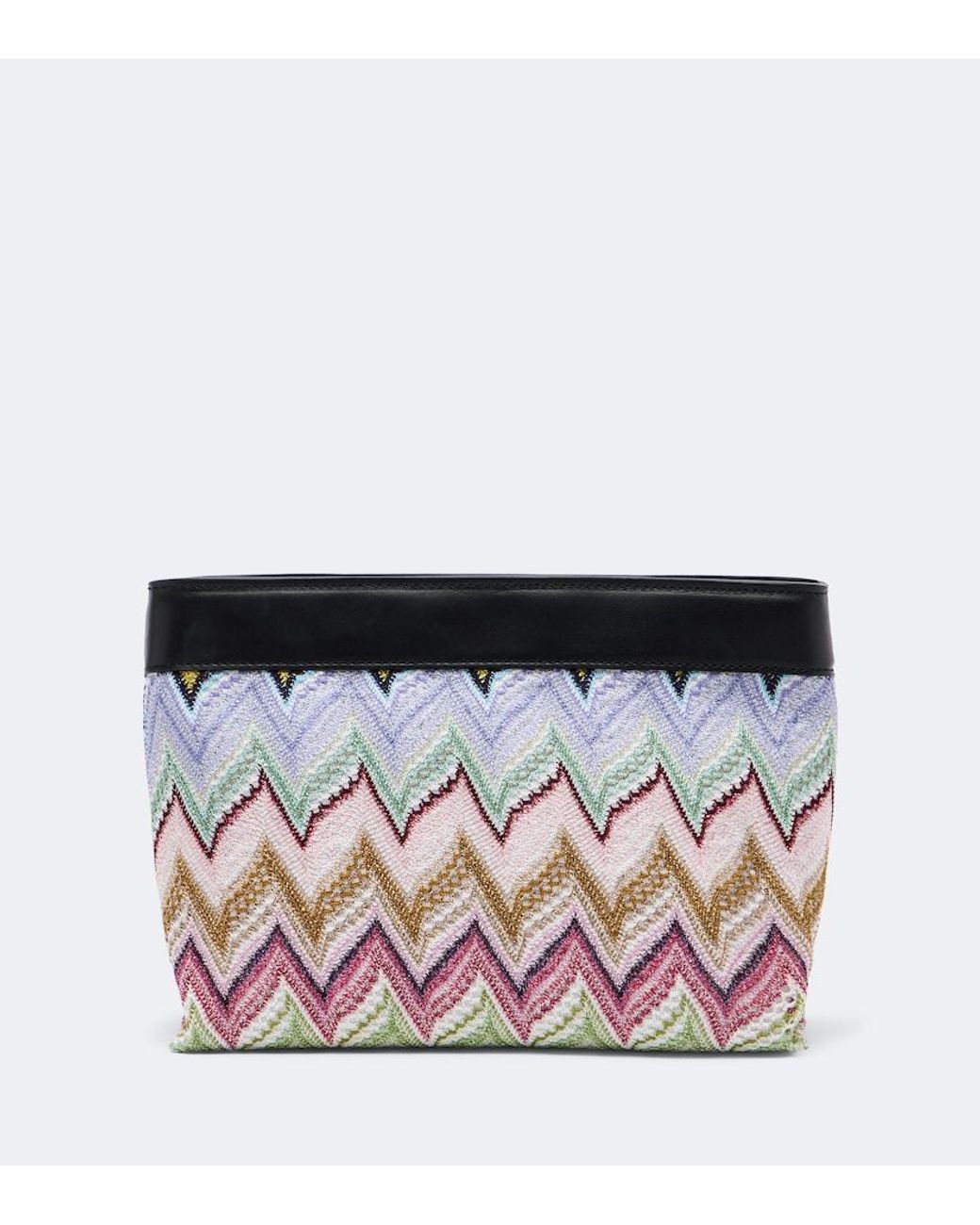 Missoni Pink Zigzag Leather-Trimmed Lame Pouch