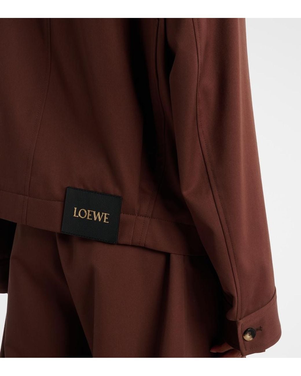 Chaqueta De Sarga De Algodon Y Seda Con Cinturon Loewe de color Brown