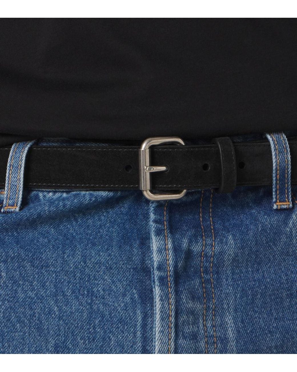 The Row Black Geo Suede Belt for men