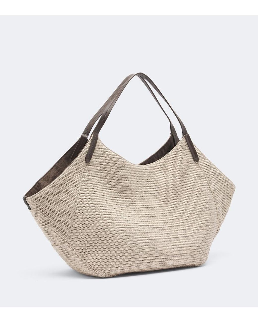 Brunello Cucinelli Natural Reversible Raffia-Effect Shopper