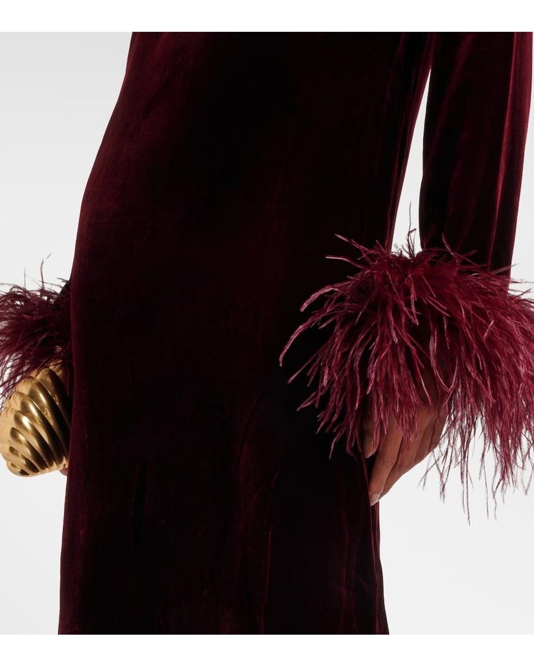 Taller Marmo Black Gina Venti Feather-Trimmed Midi Dress
