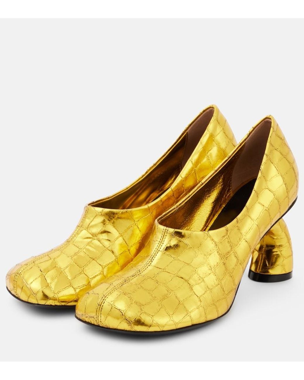 Dries Van Noten Yellow Square Toe Heels