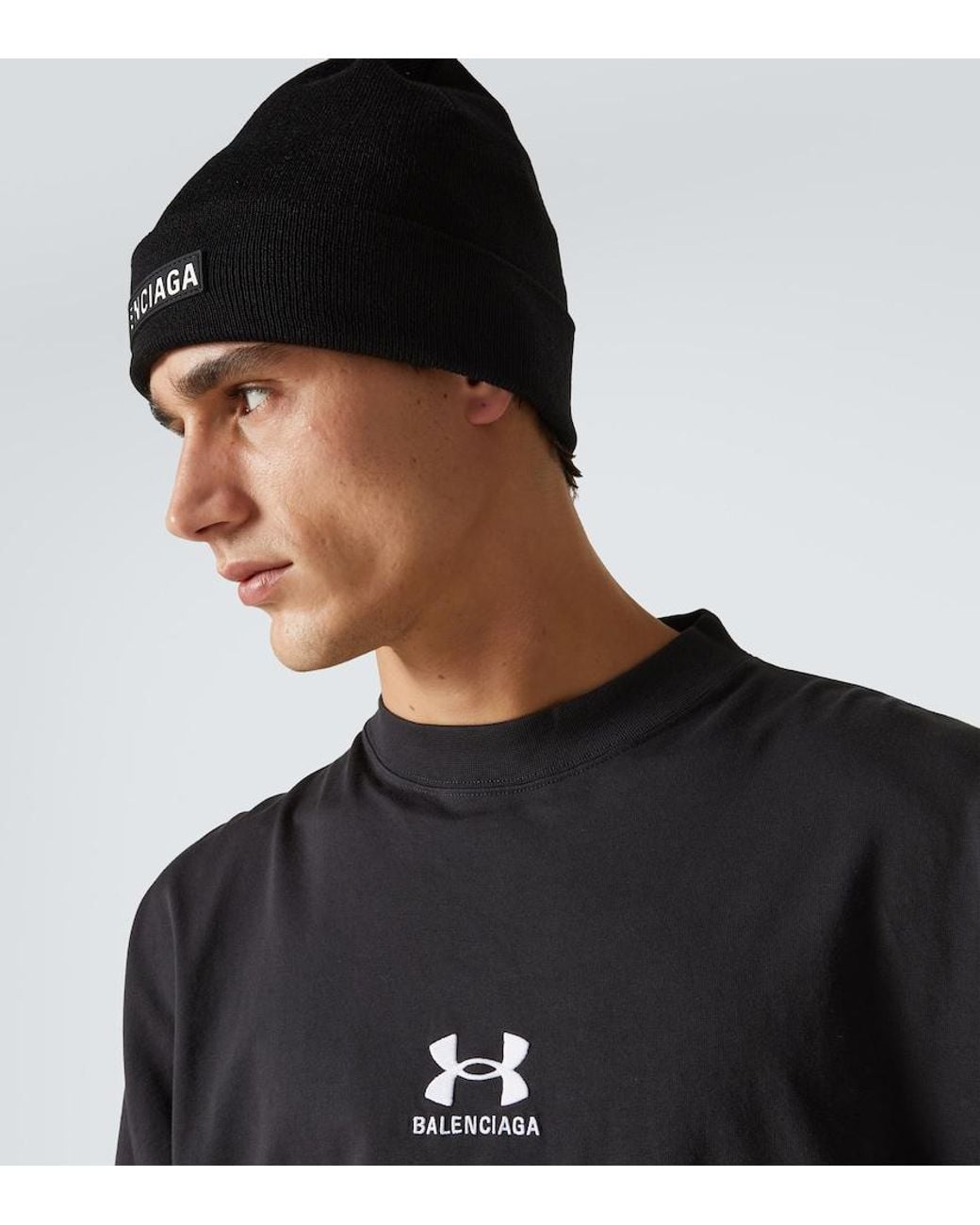 Balenciaga Black Wool-Blend Beanie for men