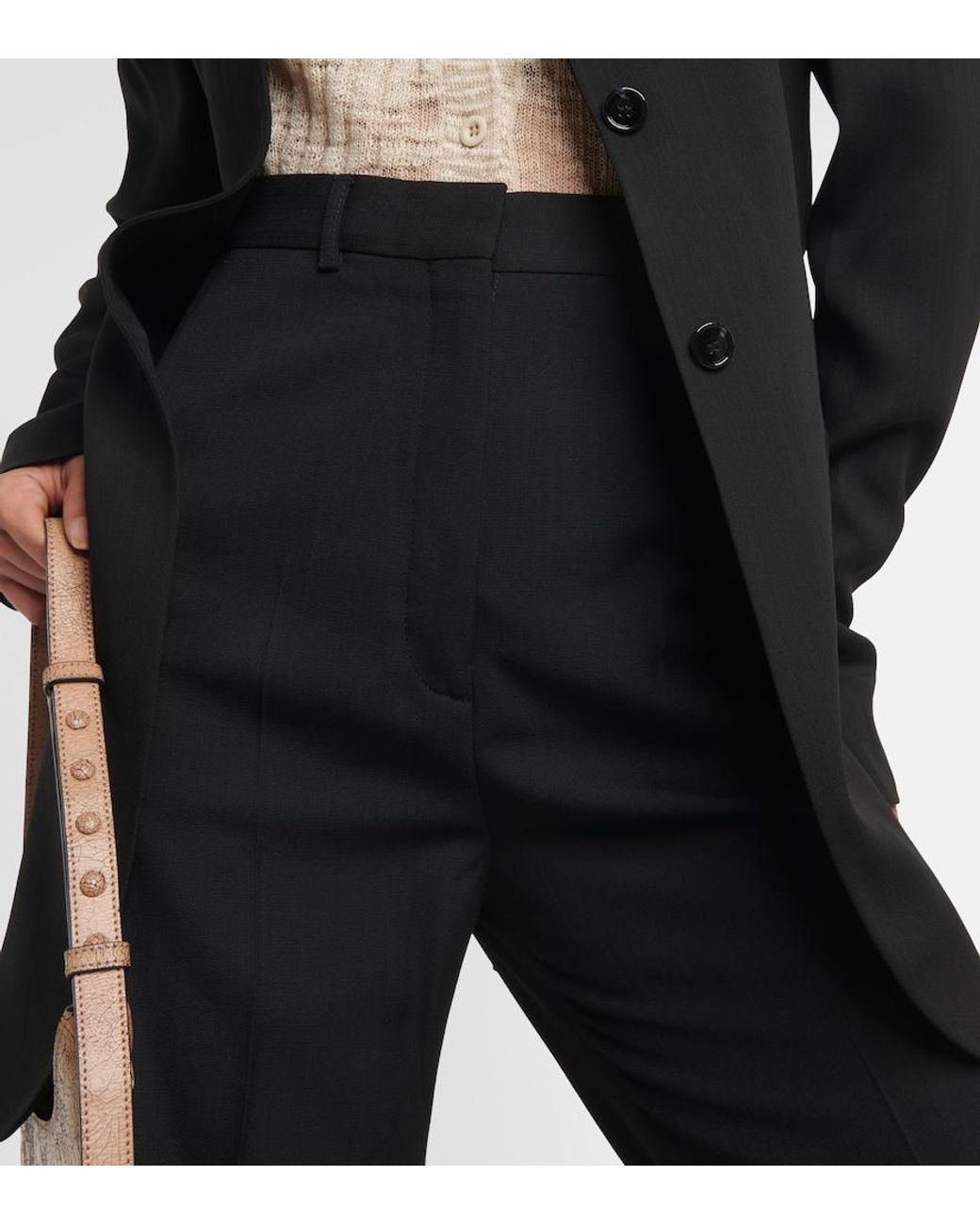 Acne Black High-Rise Pleated Straight Pants