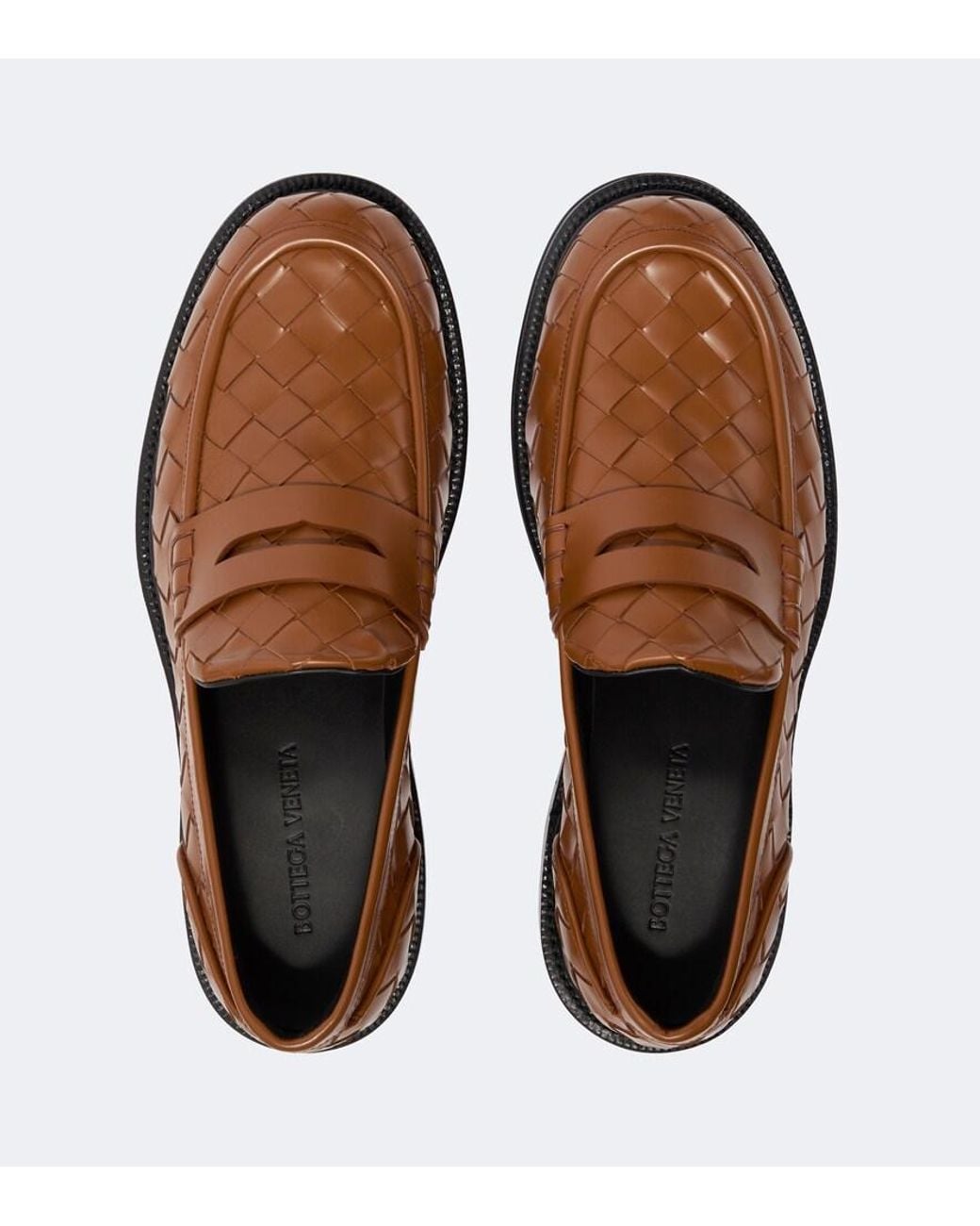 Bottega Veneta Brown James Intrecciato Leather Penny Loafers for men