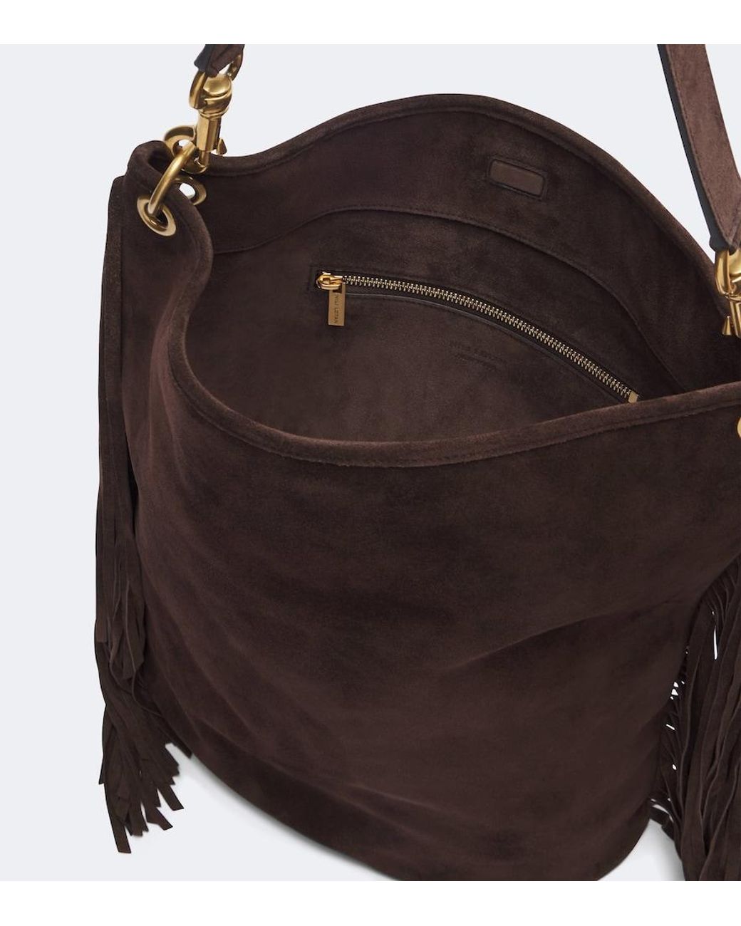 Nili Lotan Black Asher Fringed Suede Shoulder Bag