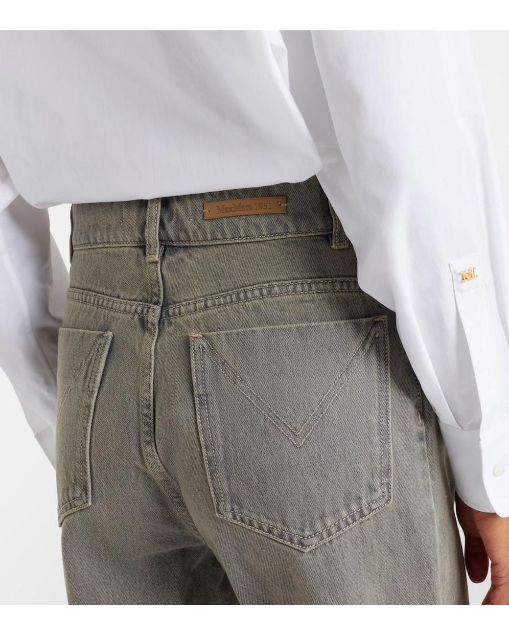 Max Mara Gray Colibri High-Rise Flared Jeans