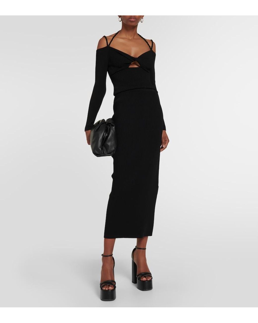 Altuzarra Black Ribbed-Knit Cutout Top