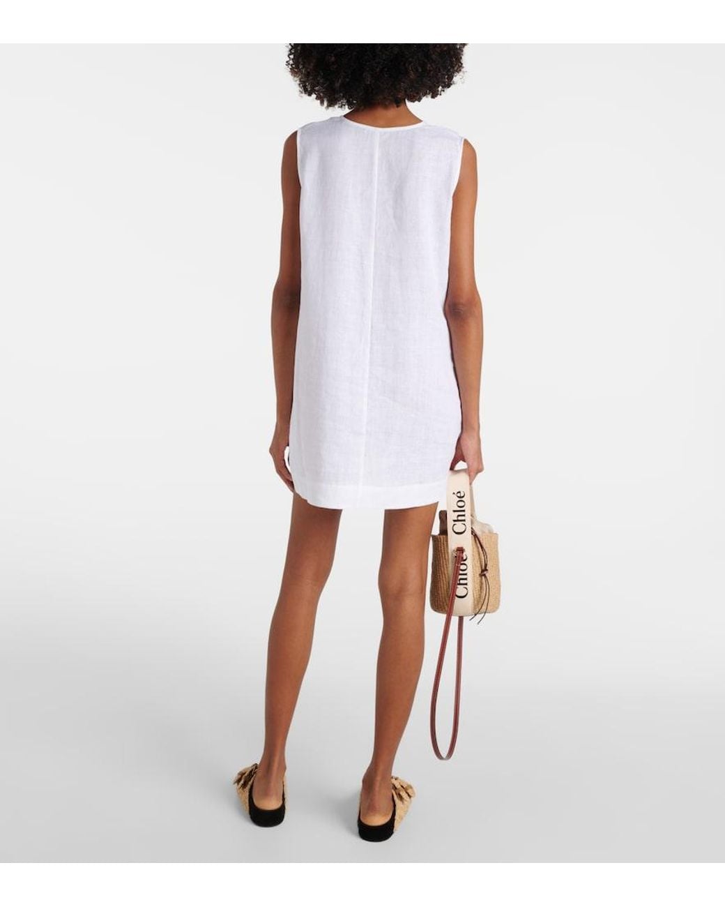 Asceno White Derya Linen Minidress